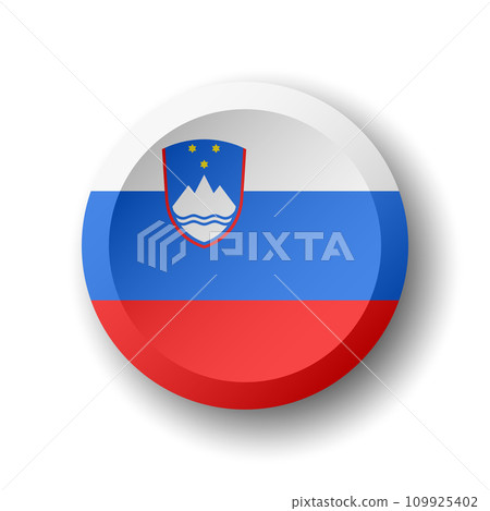Slovenia flag - 3D circle button with dropped shadow. Vector icon. 109925402