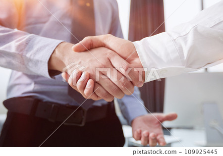 Close-up image of businesspeople shaking hand during the the meeting. 109925445