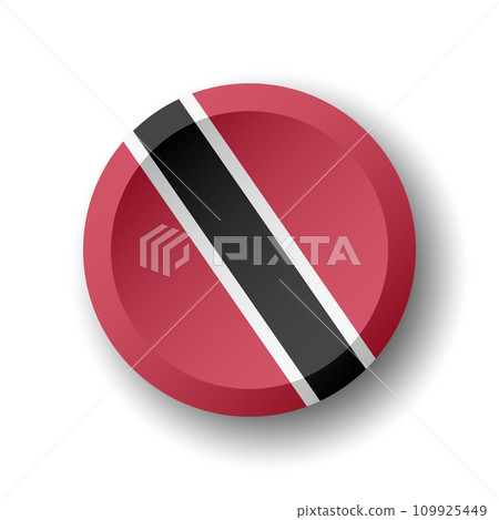 Trinidad and Tobago flag - 3D circle button with dropped shadow. Vector icon. Trinidad and Tobago flag - 3D circle button with dropped shadow. Vector icon. 109925449