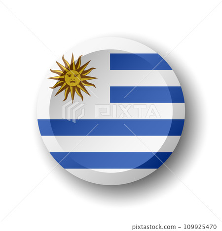 Uruguay flag - 3D circle button with dropped shadow. Vector icon. Uruguay flag - 3D circle button with dropped shadow. Vector icon. 109925470