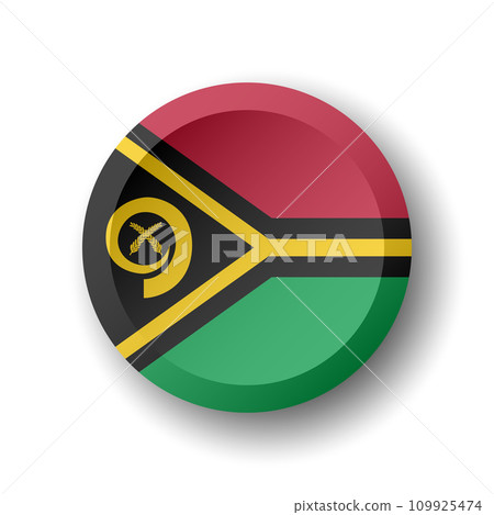 Vanuatu flag - 3D circle button with dropped shadow. Vector icon. 109925474