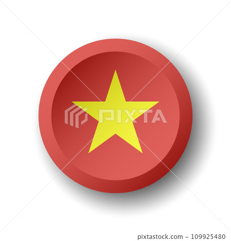 Vietnam flag - 3D circle button with dropped shadow. Vector icon. 109925480