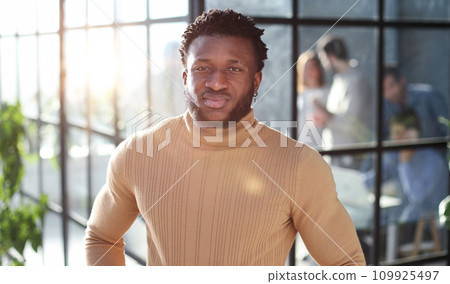 Financial accountant African male consultant in consulting business startup happy for vision and mission Financial accountant African male consultant in consulting business startup happy for vision and mission 109925497
