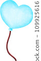 Cute blue Balloon Heart, water color texture, Hand drawn Doodle illustration 109925616