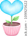 Cute blue Heart tree, water color texture, Hand drawn Doodle illustration 109925622
