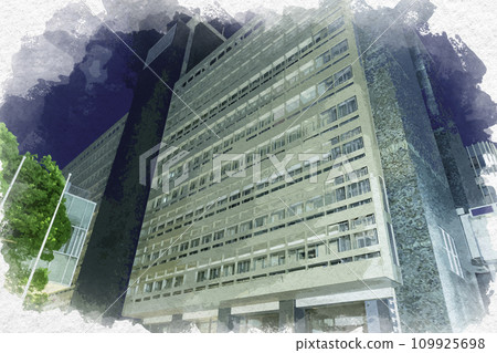 水彩風格橫濱港未來神奈川縣政府新政府大樓神奈川縣橫濱市 水彩風格橫濱港未來神奈川縣政府新政府大樓神奈川縣橫濱市 109925698