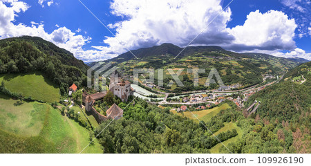 Northern Italy travel and landmarks. majestic medieval castle Trostburg - The South Tyrolean Castles Museum in Valle Isacro Northern Italy travel and landmarks. majestic medieval castle Trostburg - The South Tyrolean Castles Museum in Valle Isacro 109926190