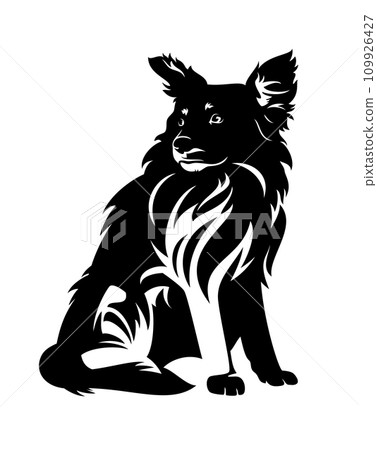cute lonely mixed breed pet dog black and white vector portrait cute lonely mixed breed pet dog black and white vector portrait 109926427