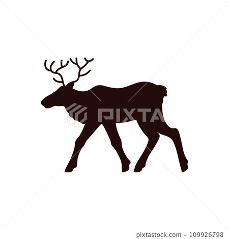 Deer silhouette icon of northern wild animal, vector illustration isolated. Deer silhouette icon of northern wild animal, vector illustration isolated. 109926798