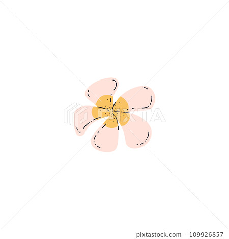 Frangipani or Plumeria Hawaiian exotic flower, flat vector illustration isolated. Frangipani or Plumeria Hawaiian exotic flower, flat vector illustration isolated. 109926857