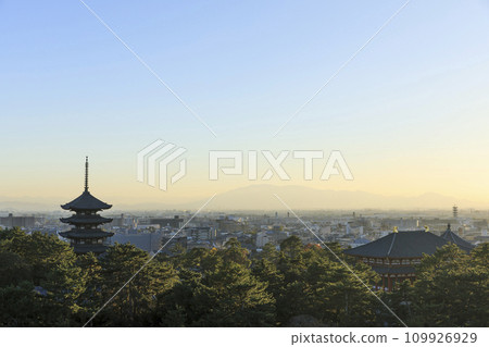 奈良縣奈良市 從奈良縣政府看到的興福寺和中金堂的秋天夜景 奈良縣奈良市 從奈良縣政府看到的興福寺和中金堂的秋天夜景 109926929