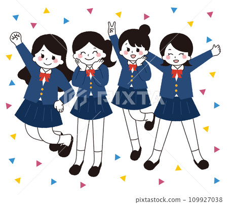 一名女學生在跳躍。 一名女學生在跳躍。 109927038