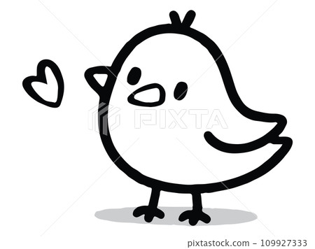 Simple bird and heart line drawing illustration Simple bird and heart line drawing illustration 109927333
