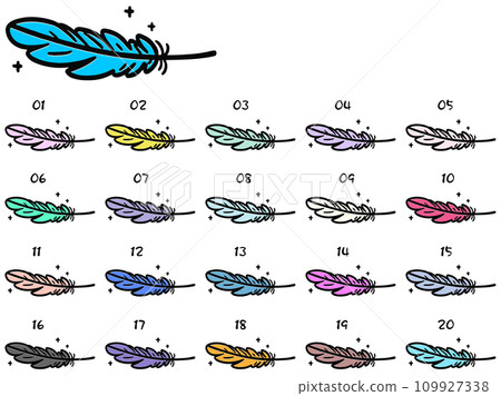 簡單的羽毛插圖,顏色變化集 簡單的羽毛插圖,顏色變化集 109927338
