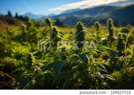 Lush Cannabis Crop in Meadow 109927516