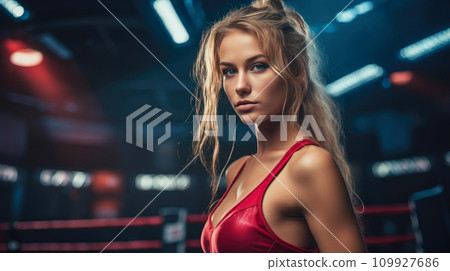 Energetic Kickboxing Battle with Female Athlete Energetic Kickboxing Battle with Female Athlete 109927686