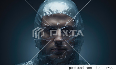 Suffocation Concept: Plastic Bag Over Man's Head Suffocation Concept: Plastic Bag Over Man's Head 109927690