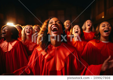 Vibrant Red and Gold Choir in Harmony Vibrant Red and Gold Choir in Harmony 109927808