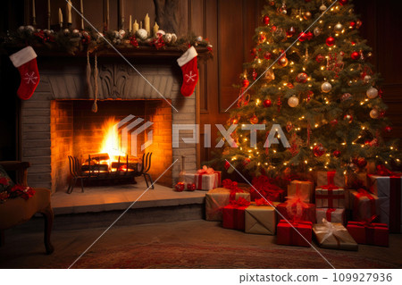 Cozy Christmas Fireplace Glow Cozy Christmas Fireplace Glow 109927936