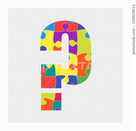 Colorful puzzle made of piece - question mark Colorful puzzle made of piece - question mark 109928012
