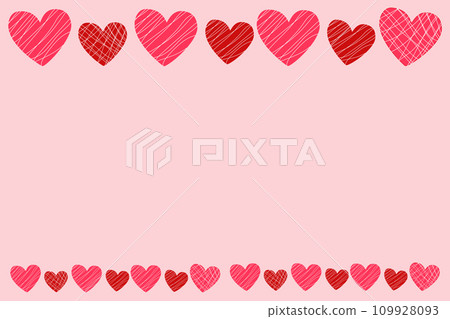 pink banner with a frame of red and pink hearts 109928093