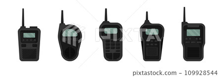 Black Transceiver or Walkie-talkie as Radio Device with Antenna Vector Set Black Transceiver or Walkie-talkie as Radio Device with Antenna Vector Set 109928544