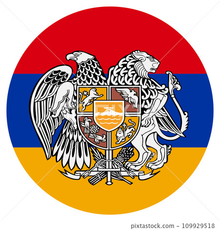 Coat or arms of Armenia. Armenian national symbol in official colors. Template icon. Abstract vector illustration 109929518