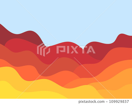 Desert landscape with dunes in a minimalist style. Flat design. Boho decor for prints, posters and interior design. Mid Century modern decor. Vector illustration 109929837