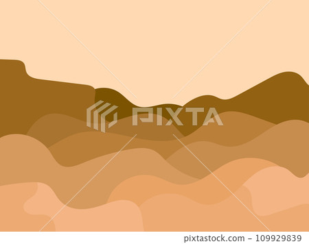 Mountain landscape in a minimalist style.Rocks and canyons in flat design. Boho decor for prints, posters and interior design. Modern mid-century decor. Modern mid-century decor. Vector illustration 109929839