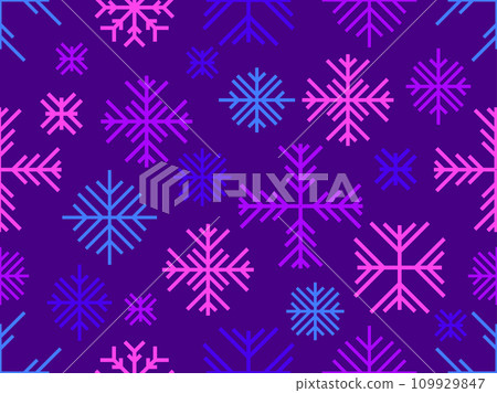 Winter seamless pattern with snowflakes. Christmas and New Year background with geometric snowflakes of different shapes. Design for wallpaper, banners and posters. Vector illustration 109929847