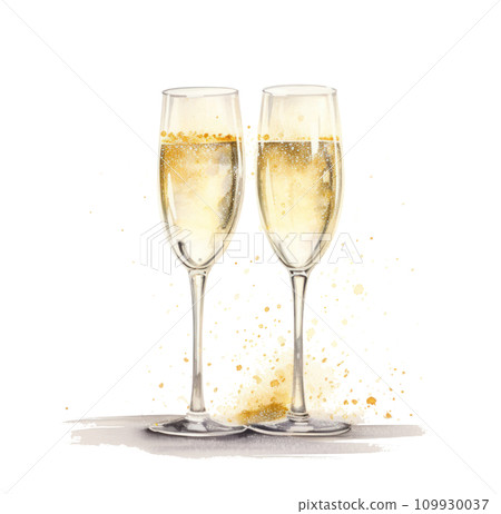 a couple glasses of champagne with sparkles and sparkles in the background 109930037
