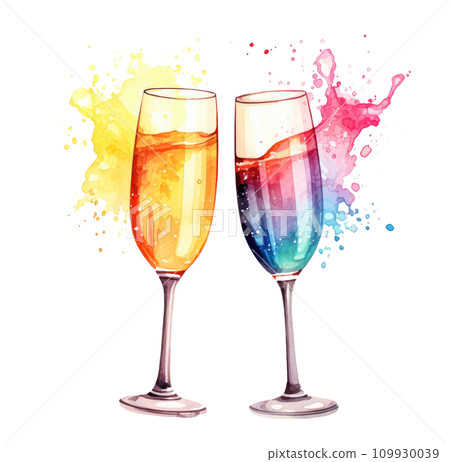 two glasses of champagne 109930039