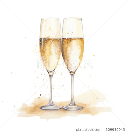 a couple glasses of champagne with sparkles and sparkles in the background 109930043