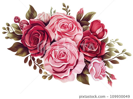red rose flowers flower bouquet stickers 109930049