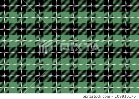 Black and green Scotland textile seamless pattern. Fabric texture check tartan plaid. Abstract geometric background for cloth, fabric. Monochrome graphic design. Modern squared ornament 109930170