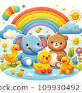 可愛的動物插畫 109930492