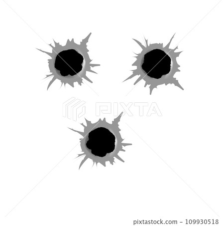 Bullet hole. Realistic metal bullet hole, damage effect. Vector Bullet hole. Realistic metal bullet hole, damage effect. Vector 109930518