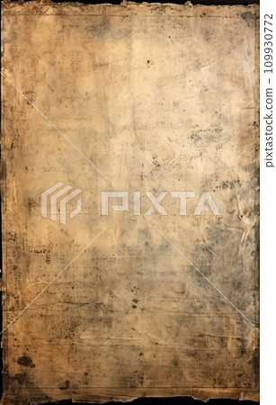 AI-generated content. old paper or parchment grungy texture with lots of discoloration, dust, and creases - generative AI 109930772