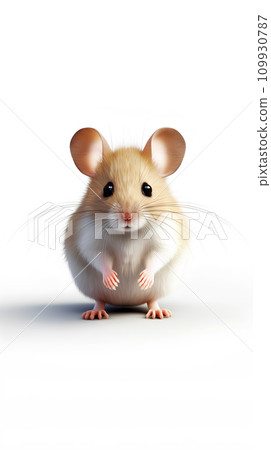 AI-generated content. A cute cartoon mouse with big eyes and ears on white background AI-generated content. A cute cartoon mouse with big eyes and ears on white background 109930787