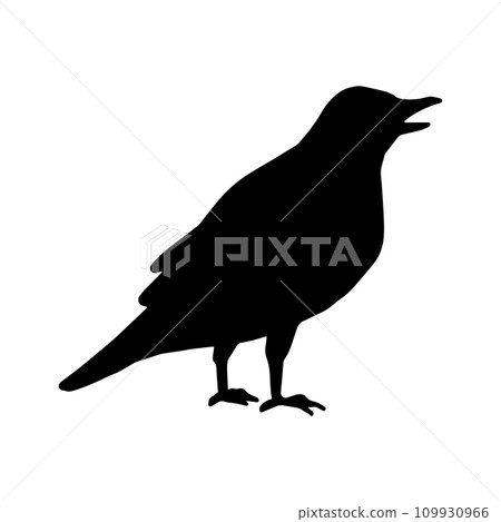 烏鴉的側面輪廓單色插圖 109930966