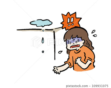 一名婦女對天花板漏水感到困惑的插圖 109931075