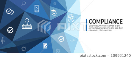 Compliance Web Header Banner with Approval and checkmark icons 109931240