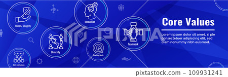 Core Values icon set & web header banner showing icons of core values 109931241