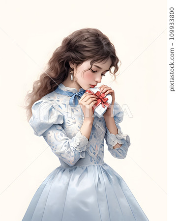 A woman with a present A woman with a present 109933800