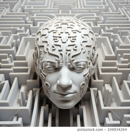 AI-generated content. human head inside a labyrinth psychology brain mind Generative AI AI-generated content. human head inside a labyrinth psychology brain mind Generative AI 109934264