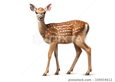 Image of a spotted deer on white background. Mammals. Wildlife Animals. Ai. Image of a spotted deer on white background. Mammals. Wildlife Animals. Ai. 109934612