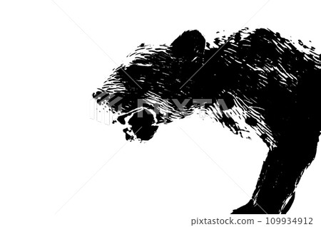 silhouette of lioness model stand on white background 109934912