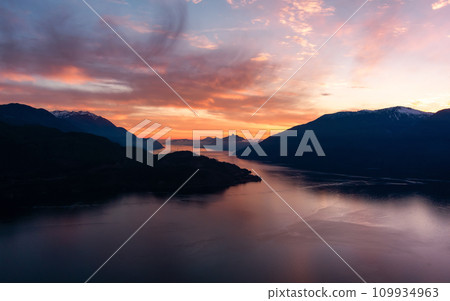 Howe Sound with Canadian Mountain Landscape Nature Aerial Background on West Coast Howe Sound with Canadian Mountain Landscape Nature Aerial Background on West Coast 109934963