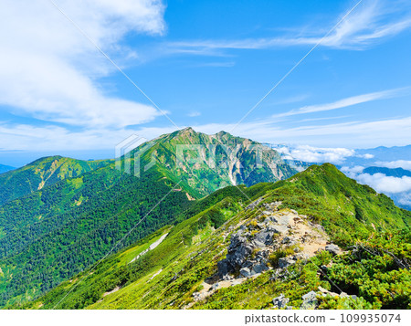 夏季攀登雞岳(從雞岳中嶺山頂眺望鹿島矢岳) 夏季攀登雞岳(從雞岳中嶺山頂眺望鹿島矢岳) 109935074