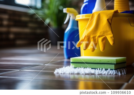 AI-generated content. Cleaning items in a bucket. Generative AI AI-generated content. Cleaning items in a bucket. Generative AI 109936610